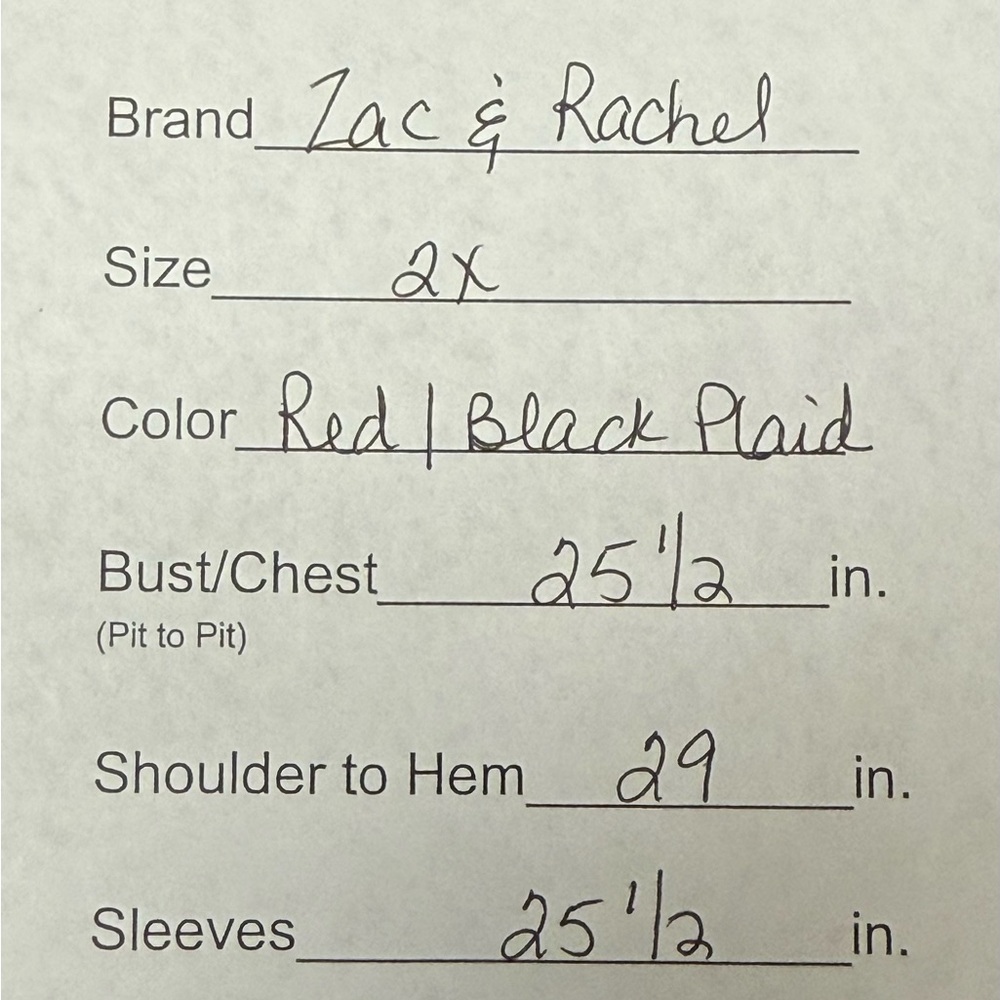 Zac & Rachel Woman 2X Red Black Plaid Button Down Shirt Long Sleeve Fall Top - Picture 8 of 8